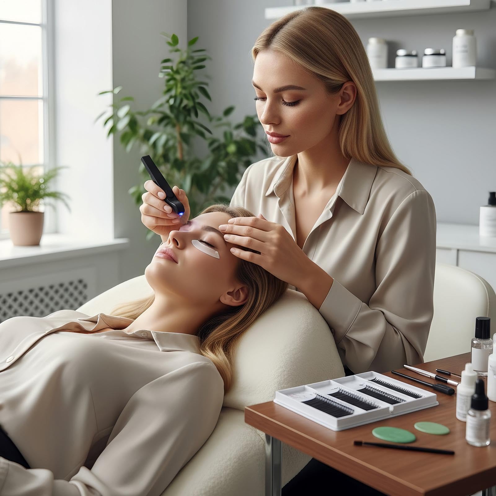 Wimpernzangen mit Licht – Gerät zum Auftragen von Beauty-Make-up, wiederaufladbar, Pinzetten für Wimpernbüschel mit Licht – für Künstler, Mädchen und Anfänger
