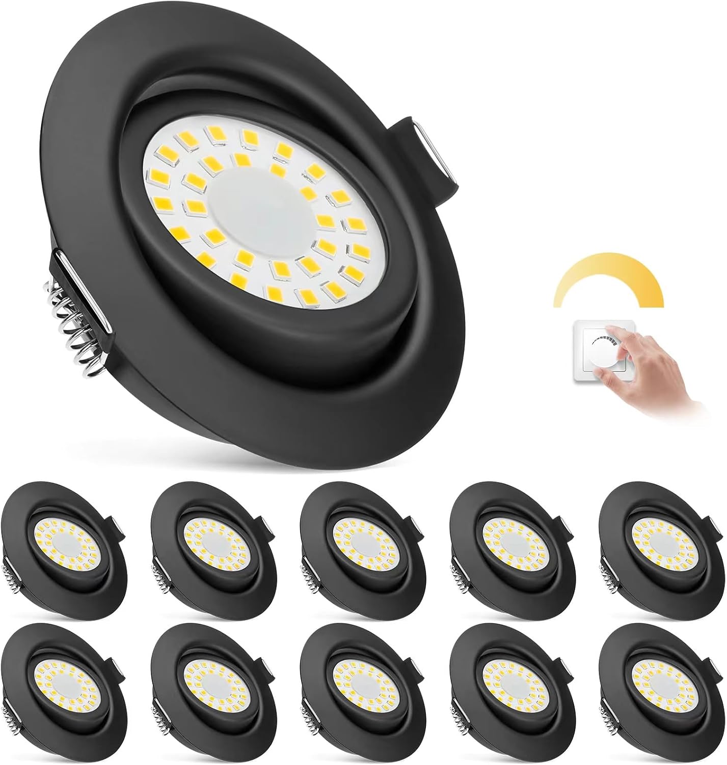 LED Recessed Spotlight 230 V Flat Dimmable LED Spotlights 6 W IP44 Bathroom Recessed Lights Ceiling Spotlights Warm White 3000 K Swivelling Recessed Spotlights for Bathroom Kitchen [Energy Class D]