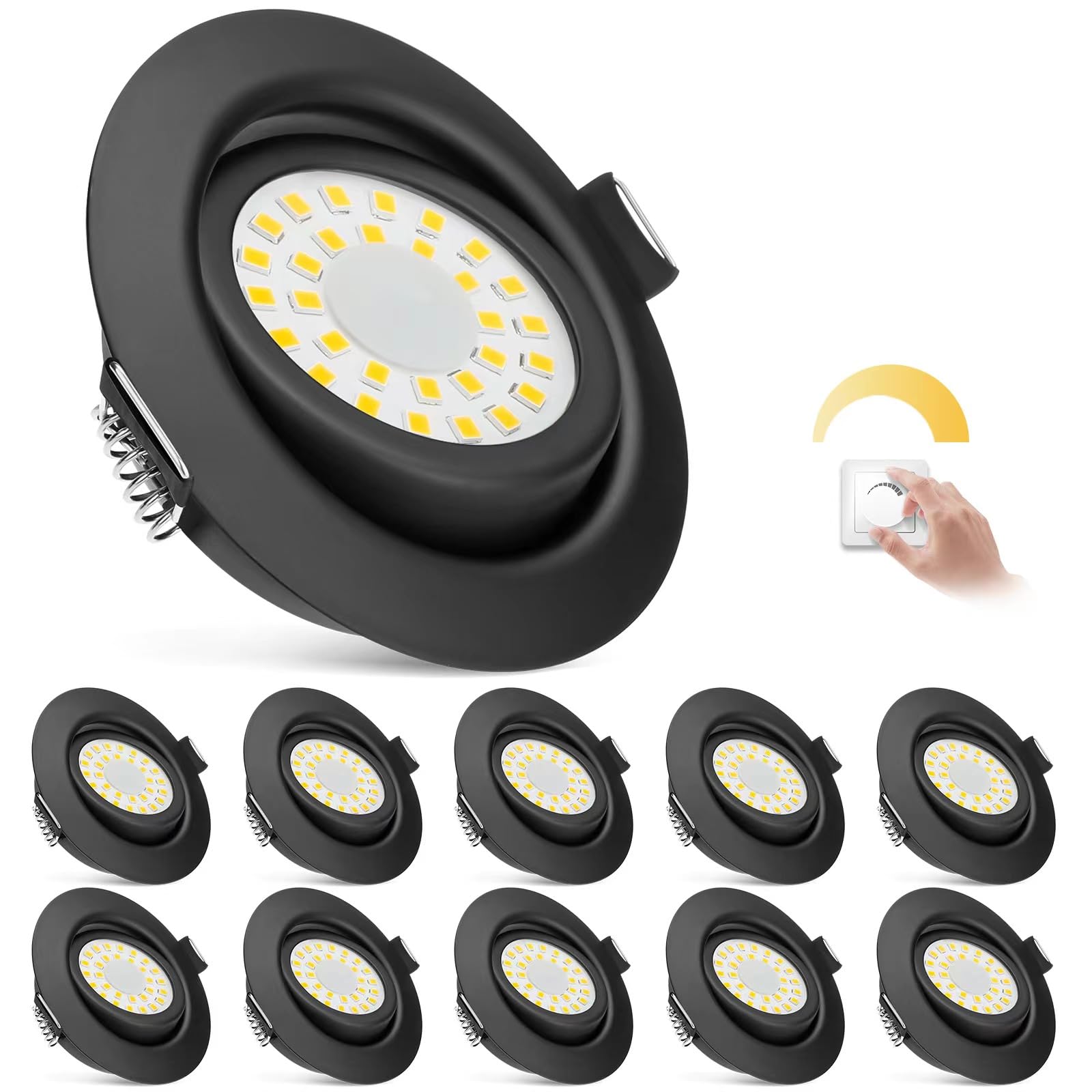 zexhy LED Einbaustrahler 230V Flach Dimmbar LED Spots 6W IP44 Bad Einbauleuchten Deckenspots Deckenstrahler,Warmweiß 3000K Schwenkbar Einbauspots für Badezimmer Küche Wohnzimmer,6er Set