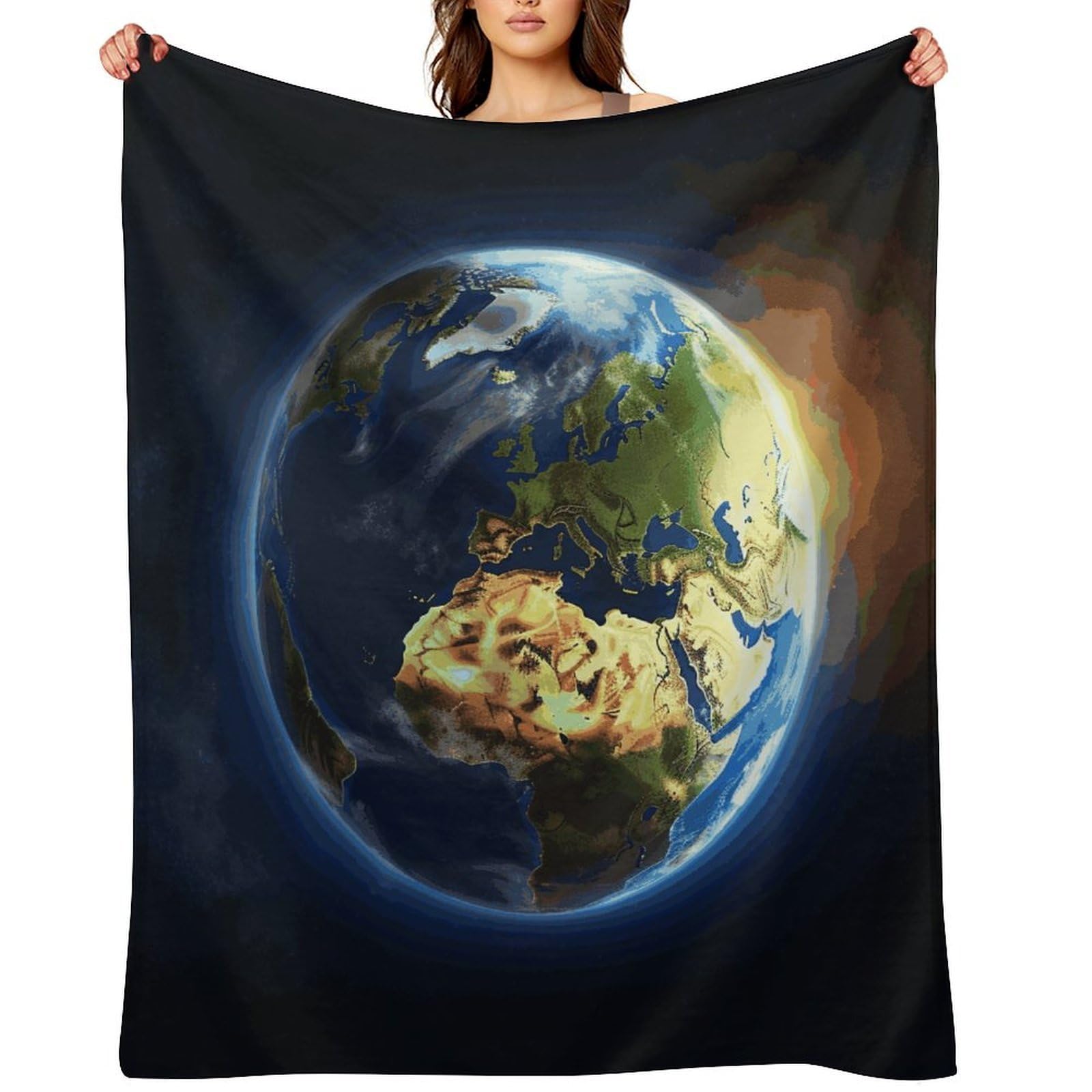 Fekiloot Style Glowing Earth Throw Blankets Camping Blanket50 X60