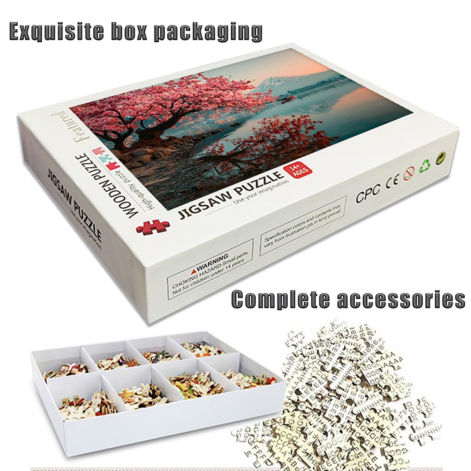 Puzzle Sztuka z pudełkiem Góra Fuji, drzewo puzzle drewniane 3000 sztuk dorosłych 122 x 81 cm, klasyczna gra DIY, zajęcia rozrywkowe o wysokim stopniu trudności, układanka dla całej rodziny, prezent