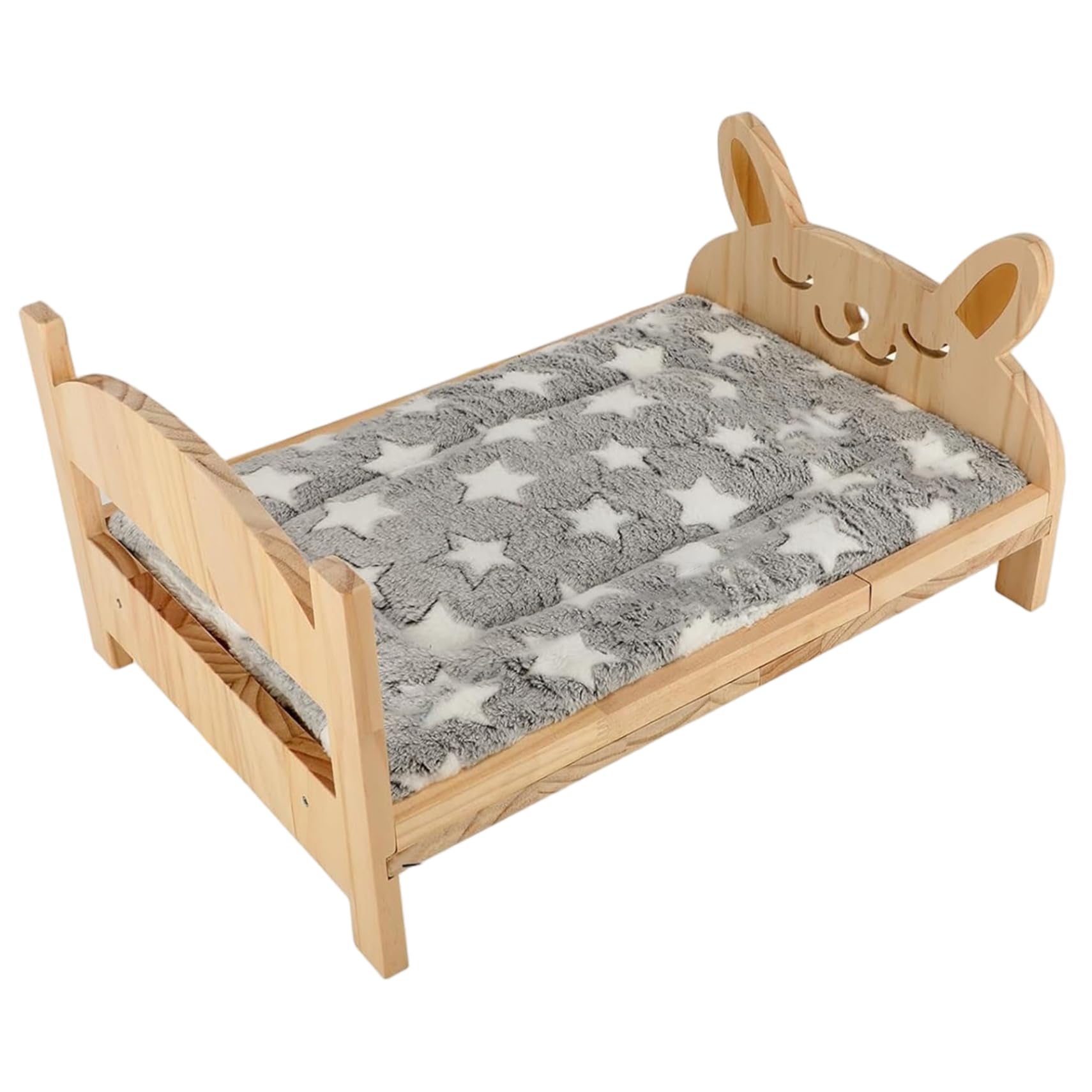 Joygoodta Bunny Bed Wooden Cute Small Animal Bed with Soft Blanket 2 in 1 Removable for Guineapigs, Chinchillas, Rabbits, Kitten, Hedgehogs Hamster
