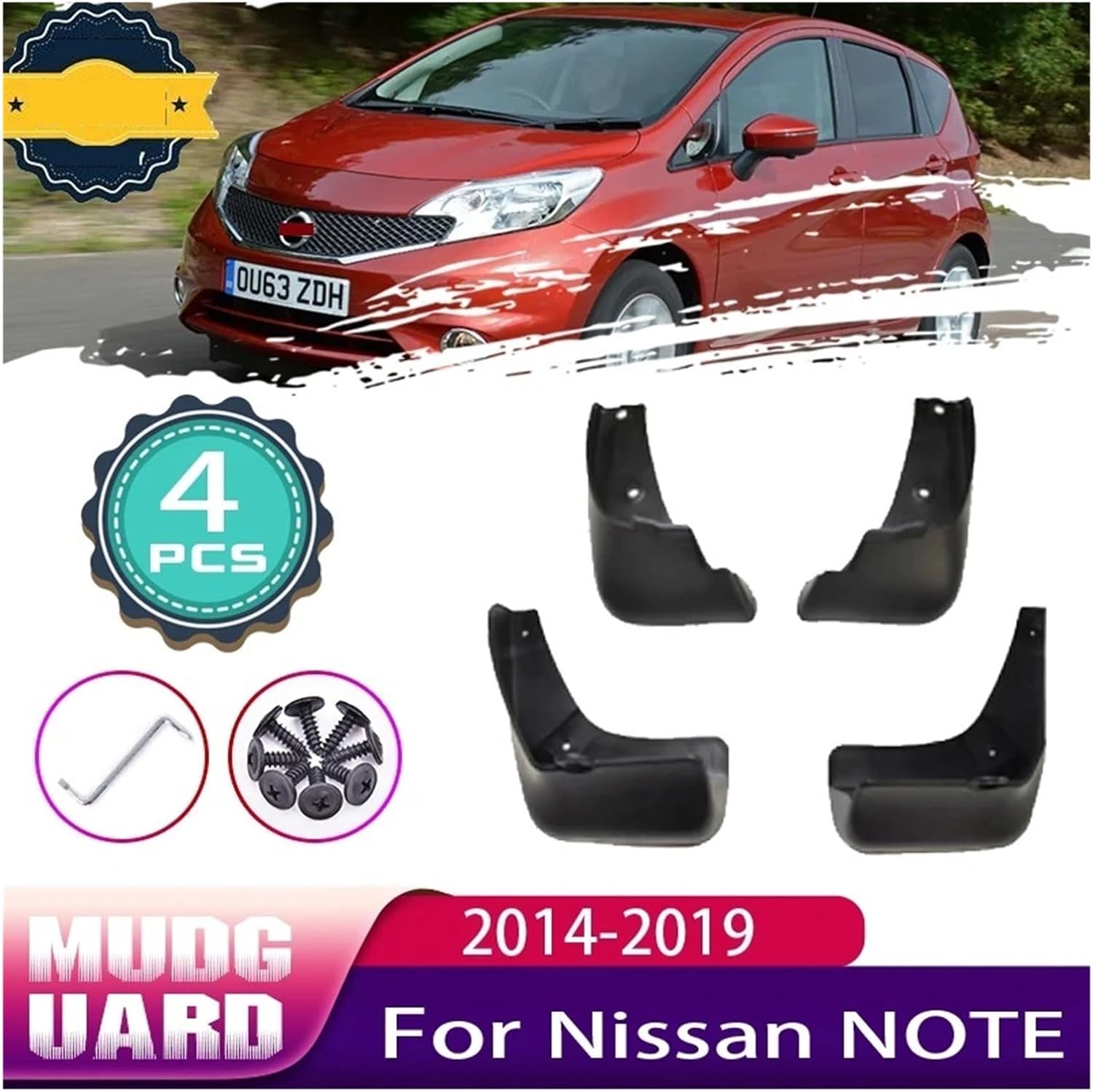 4PCS Car Mud Flaps ，Compatible With Nissan Note E12 2014~2018 ，Compatible With Versa Mudguard Splash Guard Fender Mudflap Auto Accessories 2015-2018(2014-2016)