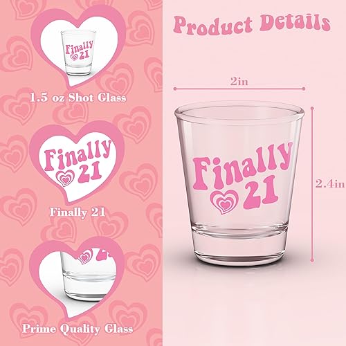 Miniatura 2 de JUSTOTRY Vaso de chupito de cumpleaños 21  Regalos de cumpleaños para ella de 1.75 onzas, mejor regalo de 21 cumpleaños, ideal para mujeres 21