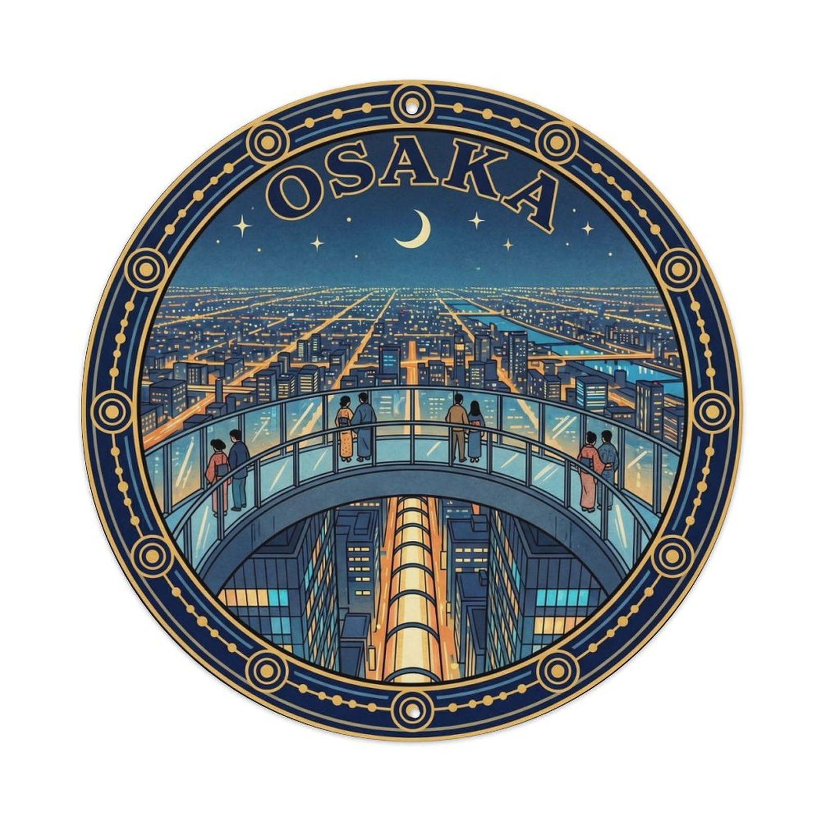 Olyhtr 8X8inch Classic Style Japan Travel Osaka City Night View Metal Tin Sign