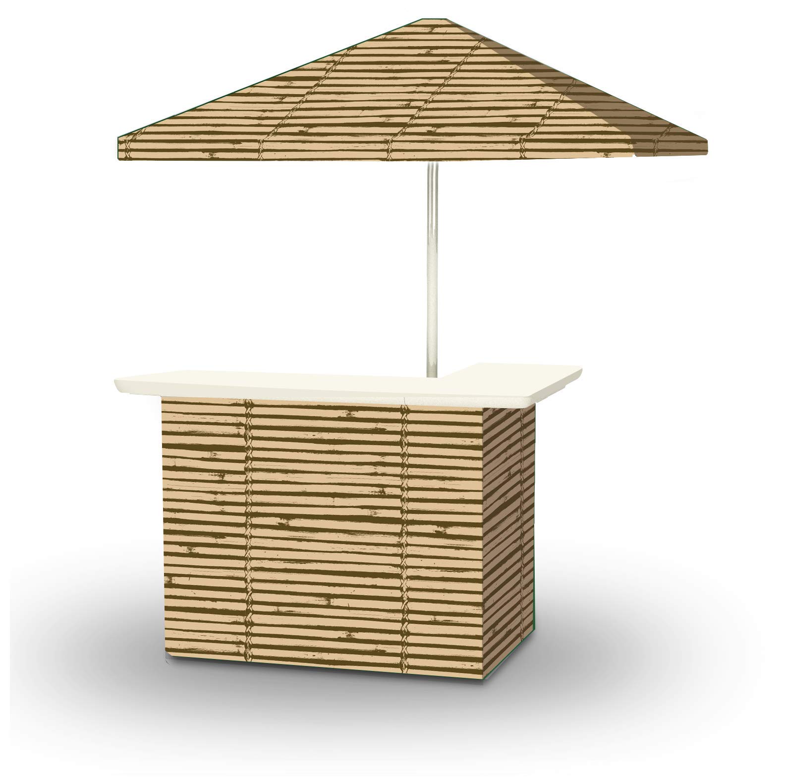 Best of Times 2001W2302 Luau Tiki Portable Bar and 8 ft Tall Square Umbrella, Water Resistant, UV Protected, Interchangeable Fabric Cover, One Size, Brown