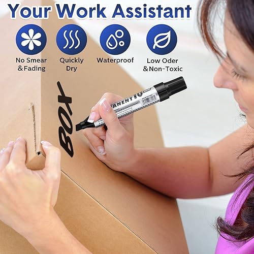 Miniatura 5 de Paquete de 24 marcadores permanentes de tamaño jumbo a granel, punta de cincel, marcadores impermeables para uso industrial, trabajo en madera,