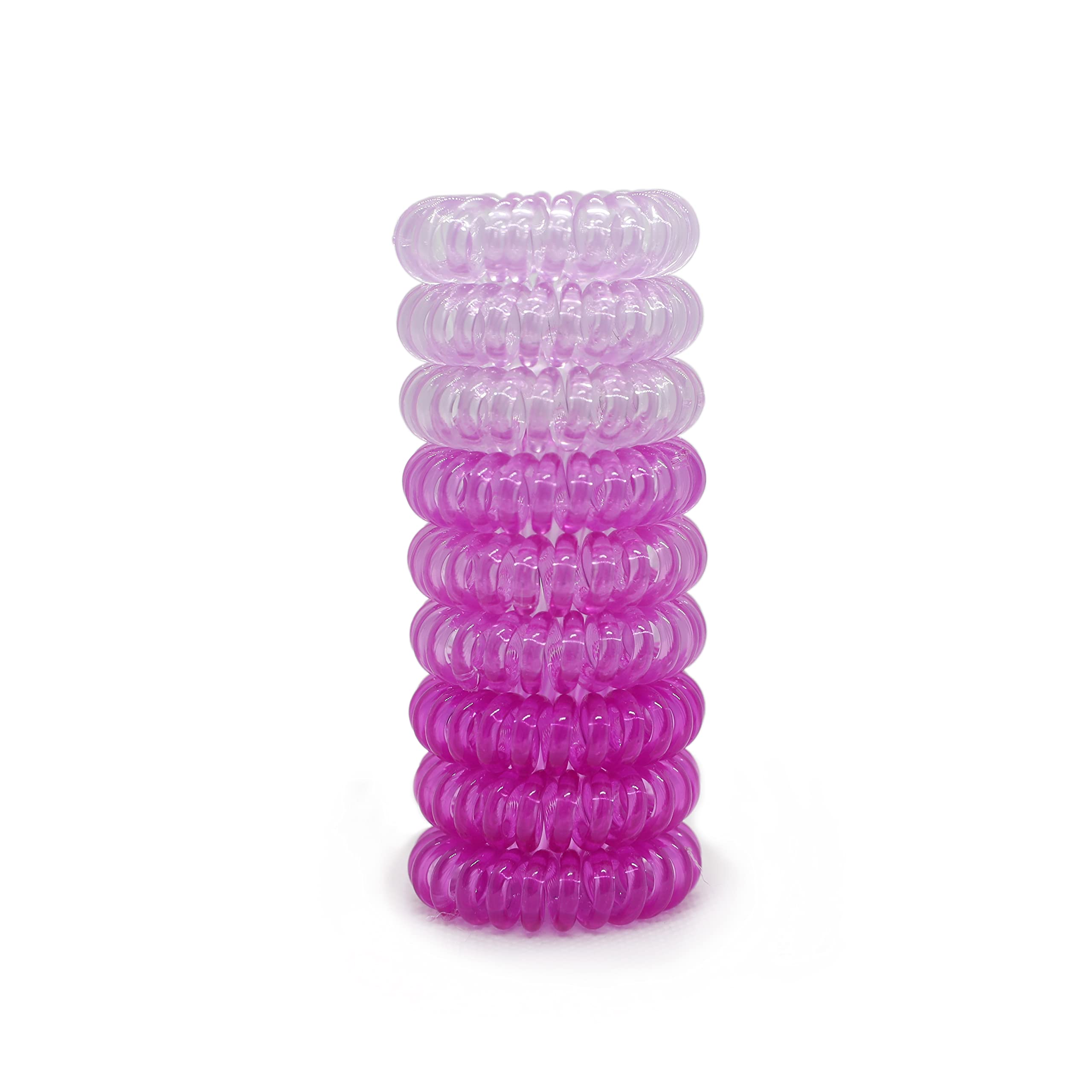 14 Attaches Cheveux Spirale Type Cordon Téléphonique - Rose Clair Et Violet - Clarissi
