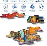 Rocorose 500 Puzzles en pièces pour adultes, Maison de Champignons Puzzle Challenging Fairy Champignon Village Puzzler Fête de vacances Jeu éducatif Anniversaire Festival Cadeau