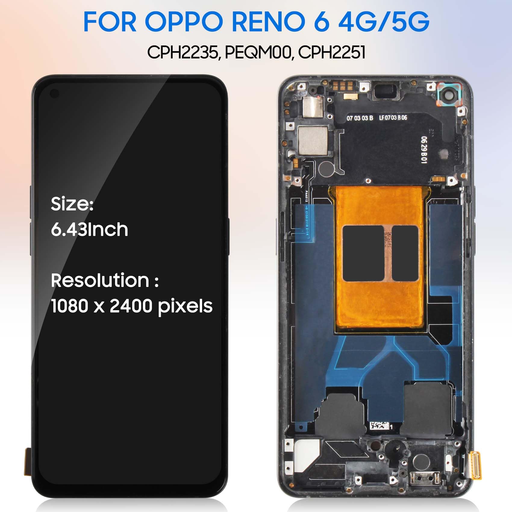 DISPLAY LCD OPPO RENO 6 5G CPH2251 TOUCH SCREEN VETRO SCHERMO NERO - Foto 9
