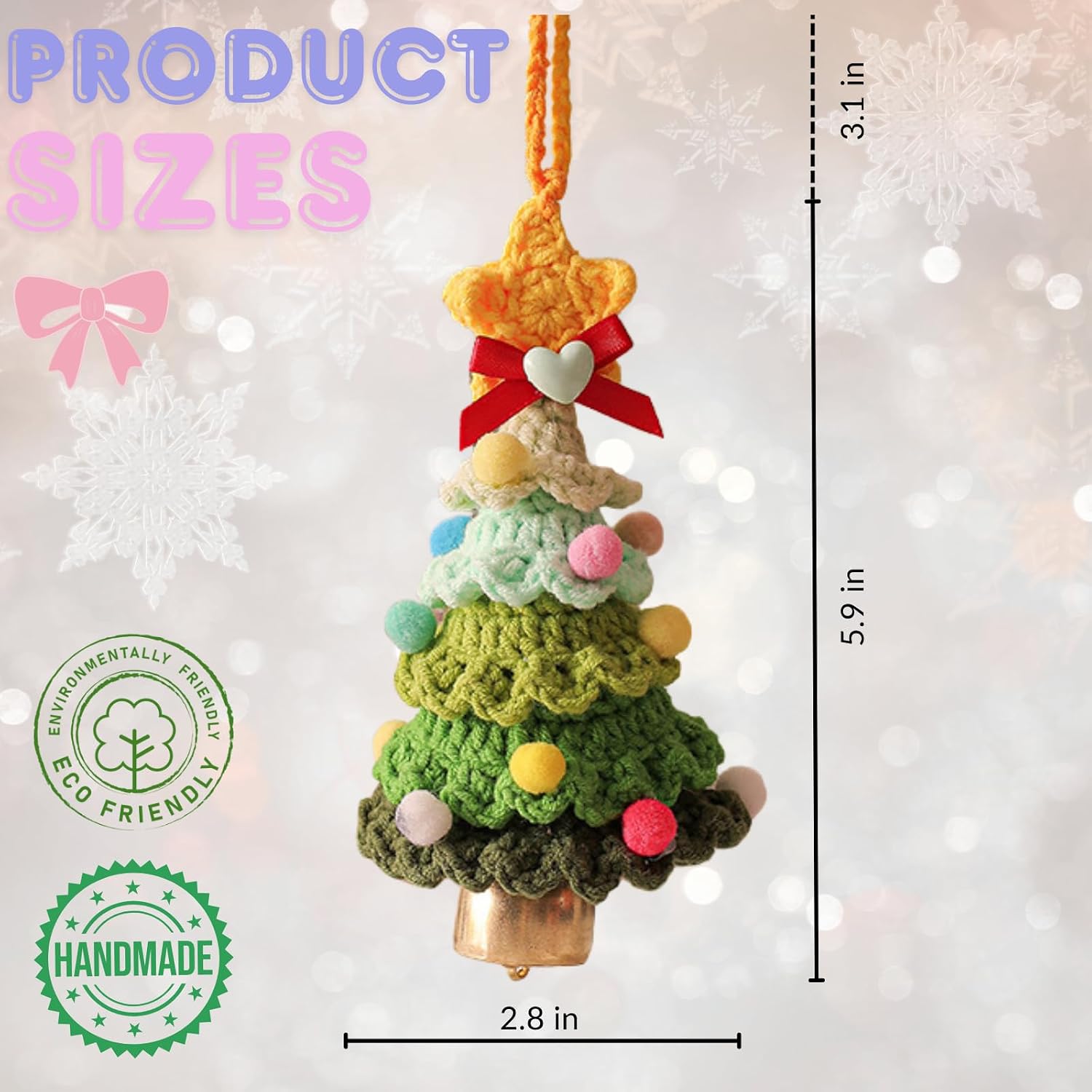 Christmas Tree Ornament - Hand-Knitted Car Mirror Hanging Accessories