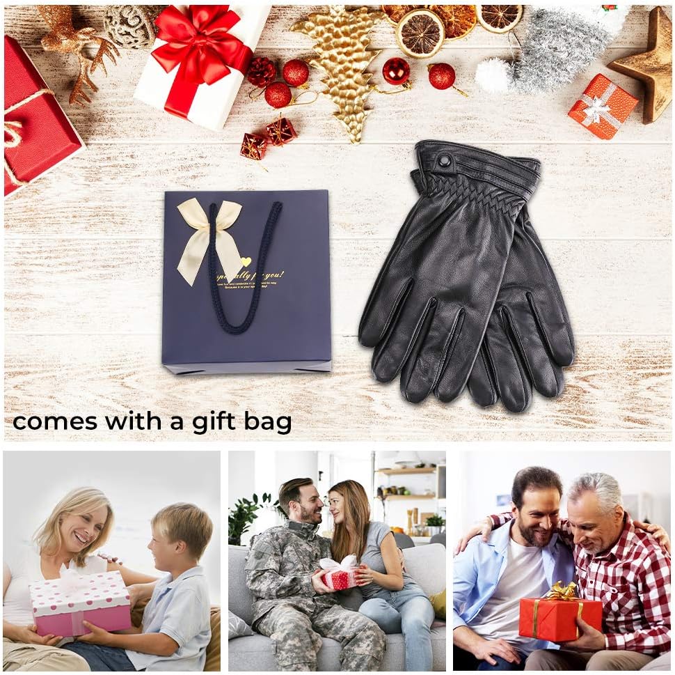 Motorcycle Winter Leather Gloves Touchscreen Motorcycle Gloves Black : Clothing, Shoes & Jewelry