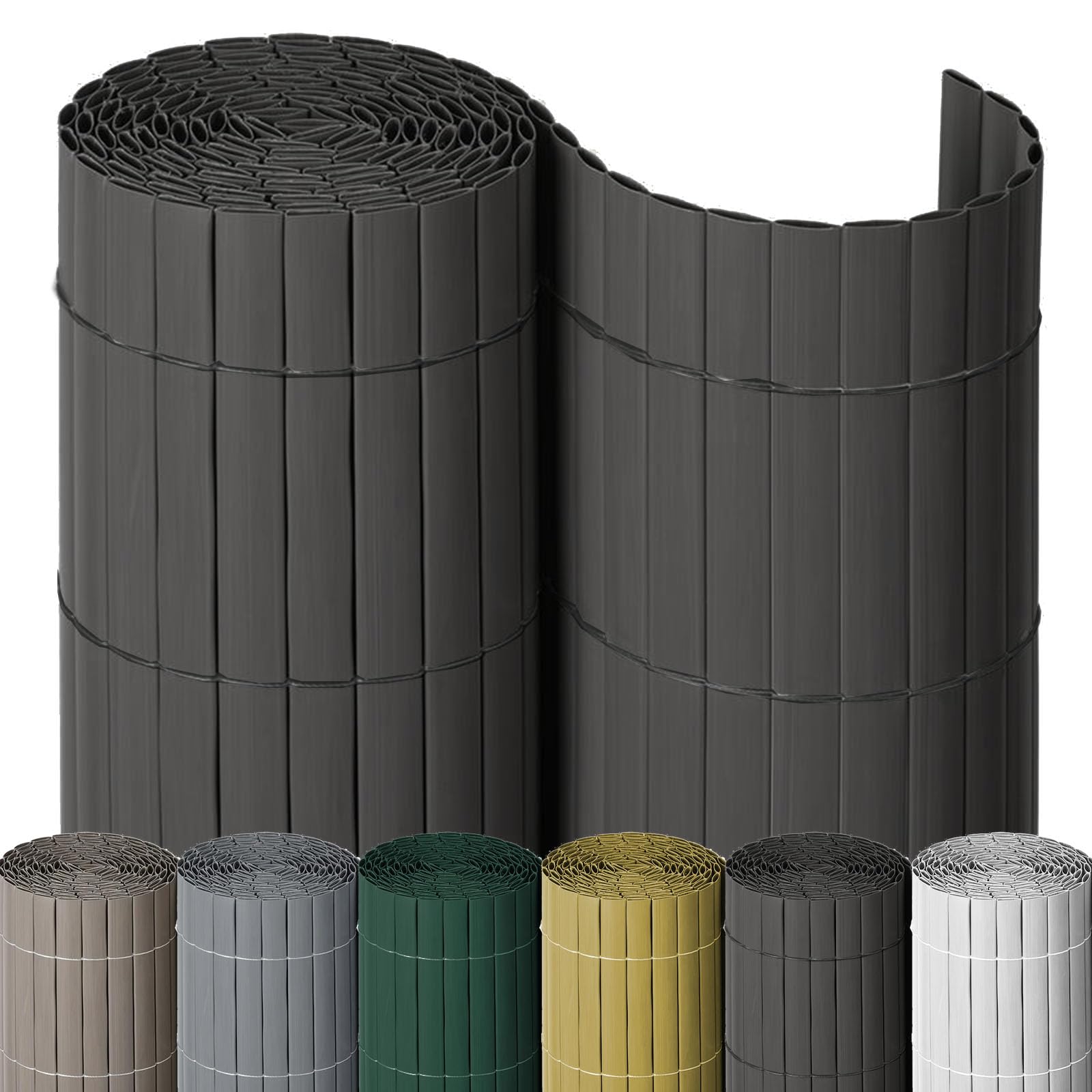 NOOR Sichtschutzmatte - Wetterfester Zaun-Sichtschutz, Balkon, Terrasse und Garten, Anthrazit 90 cm x 3 m