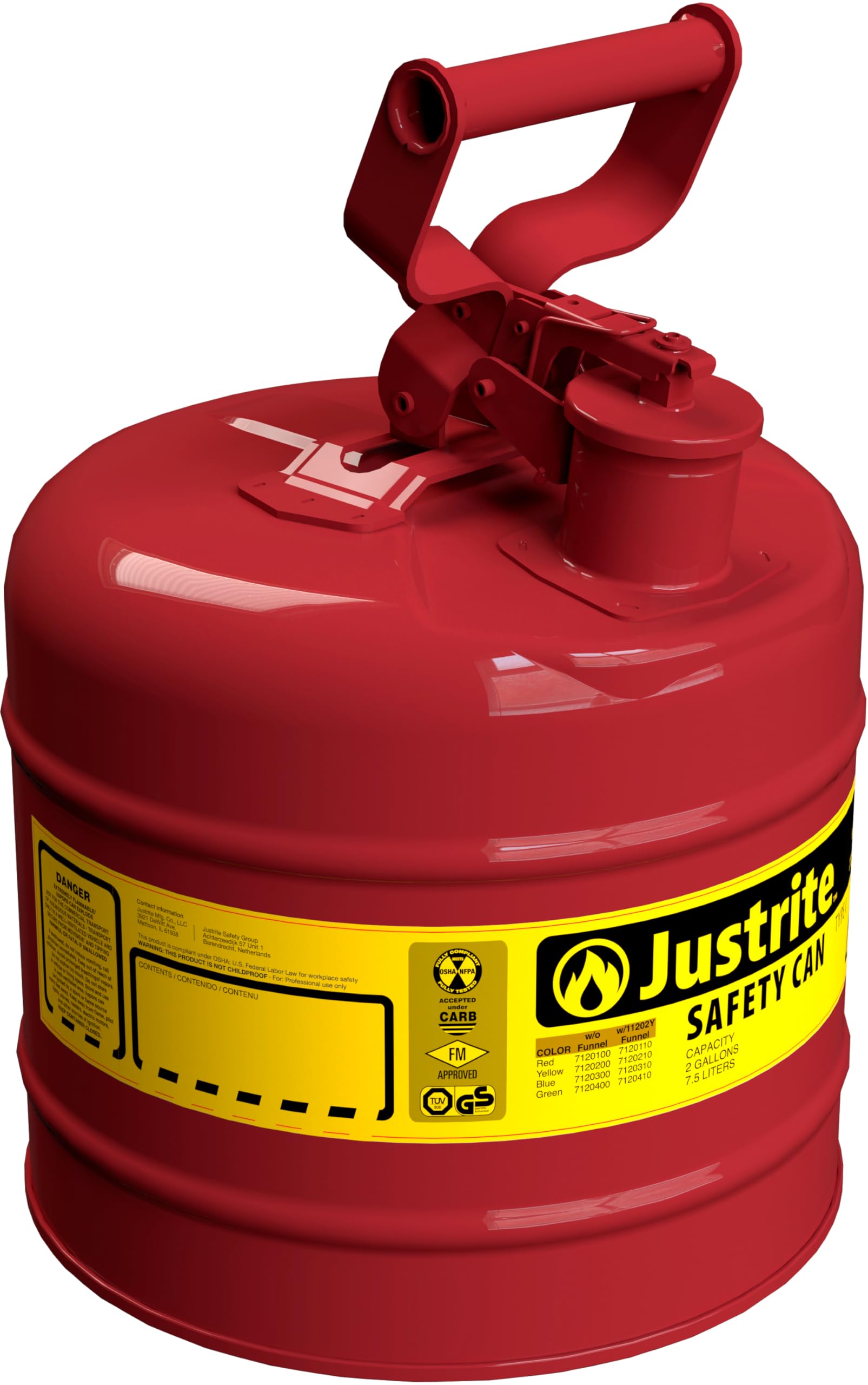 Justrite 2 Gallon Type I Safety Can