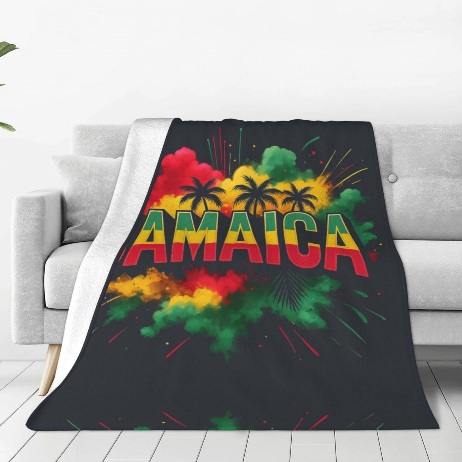 FHIZOAL Jamaica Colorf Ultra-Soft Micro Fleece Blanket Flannel Blanket Skin Friendly Breathable Couch Bed Living Room