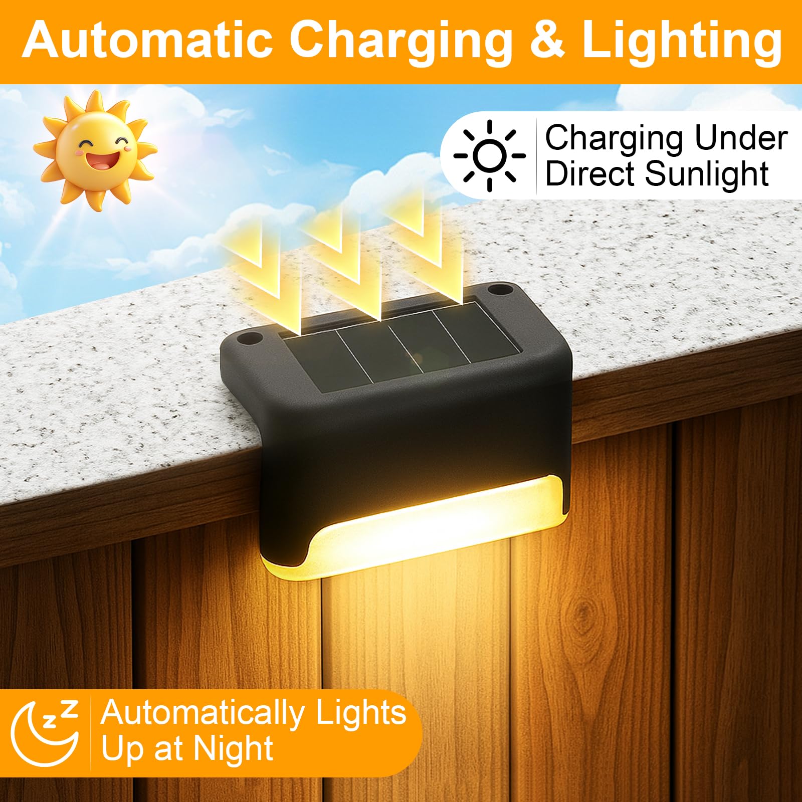 Ninonly Luces Solares Exterior Jardin, Juego de 16 Luz Solar para Escaleras, Lamparas Solares LED Impermeable, Iluminación Decoración Step para Patio Terraza Escalones Cubierta Valla
