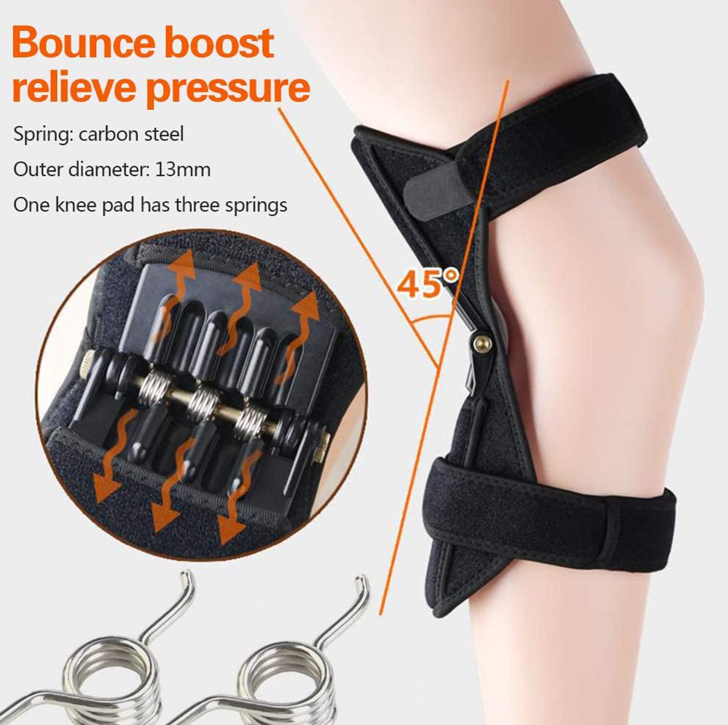 Refuerzo Protección Rodillas, Almohadillas Apoyo Articulaciones Power Lifts con Potentes Rebotes Spring Force Old Cold Knee Band, para Deportes Senderismo Escalada Entren,4Spring