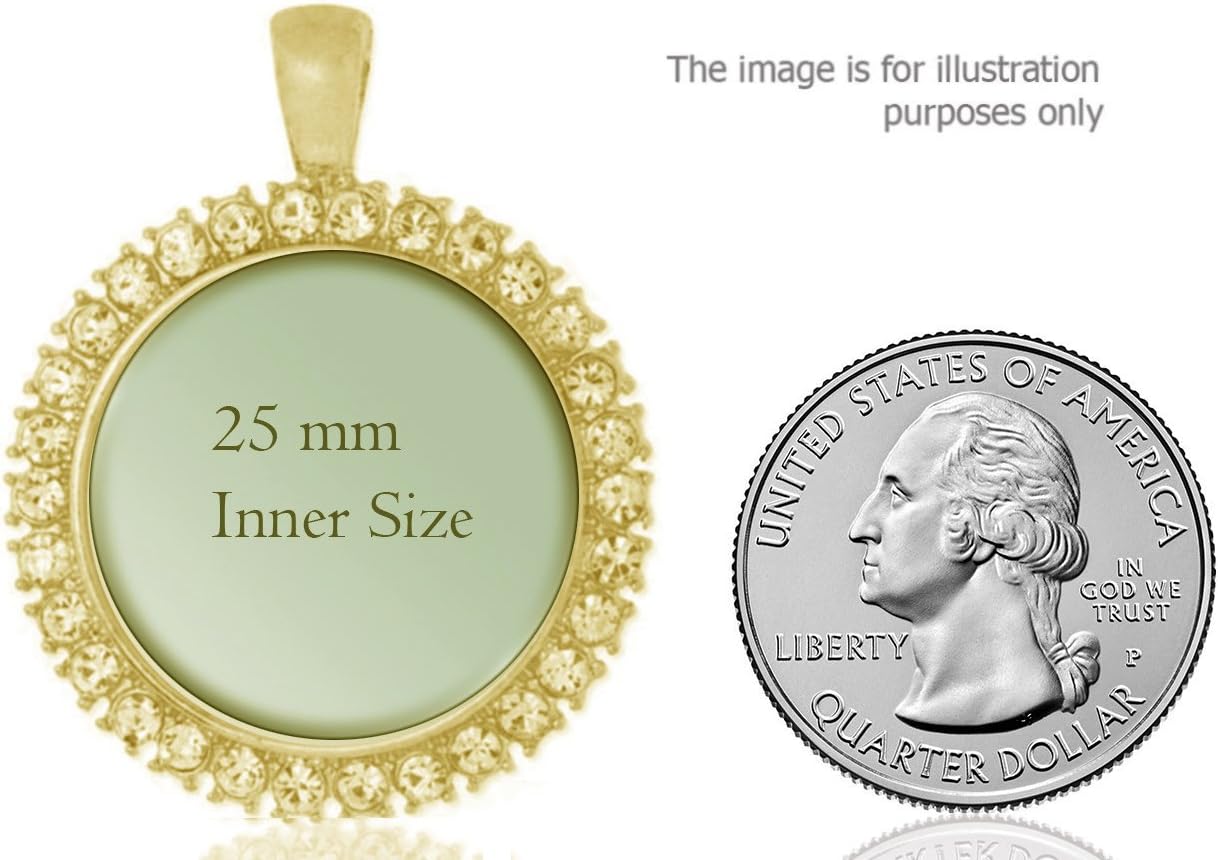 Realig St Cajetan Christian Round Medal Gold Tone Pendant with Rhinestones