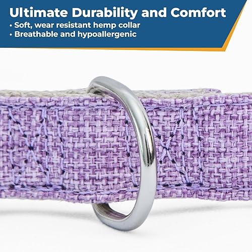 Miniatura 4 de GoTags Collar de algodón personalizado para perro de cáñamo con placa de identificación grabada personalizada, placa silenciosa y sin ruido para