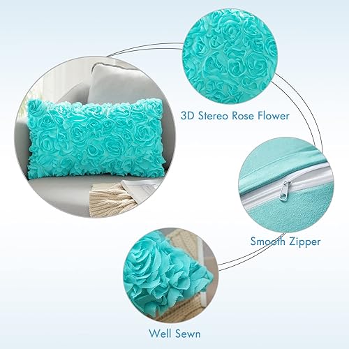 Miniatura 2 de MIULEE - Funda de almohada decorativa, rígida, cuadrada, romántica, con diseño de rosas en gasa 3D, para sofá, dormitorio, auto, para el Día de San