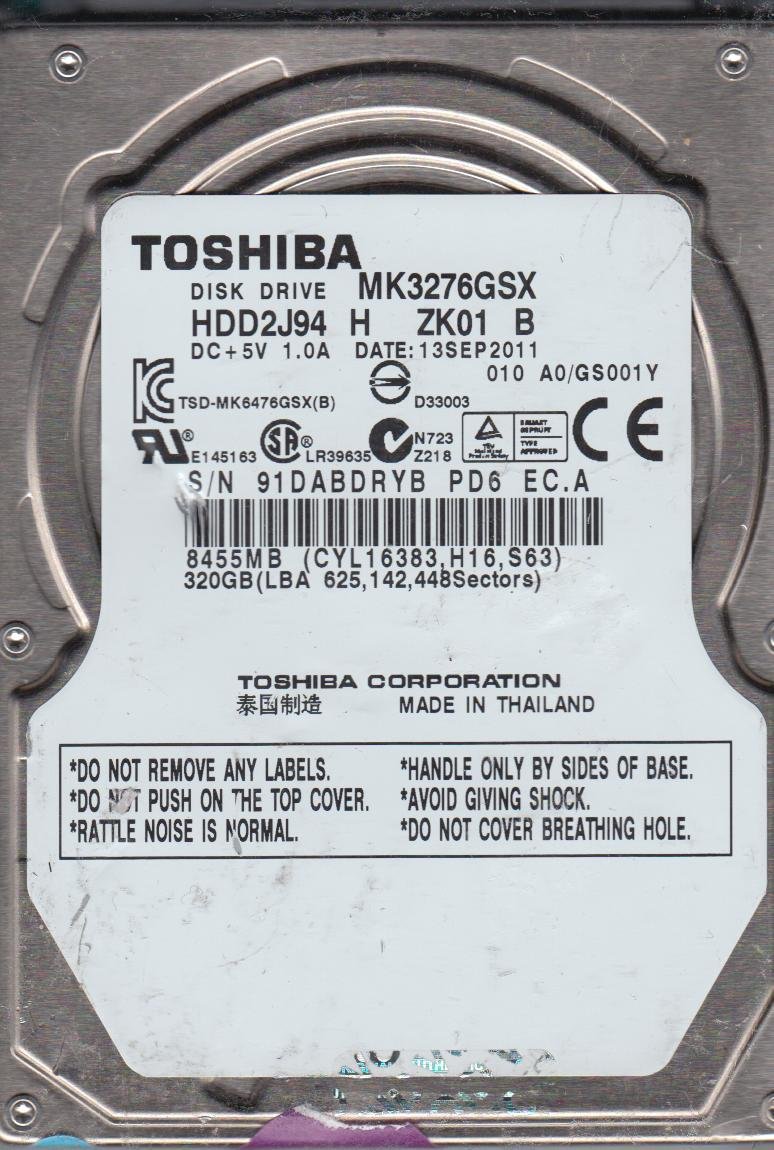 MK3276GSX GS002D HDD2J94 D UL02 T Toshiba 320GB SATA 2.5 Hard Drive [並行輸入品] Toshiba MK3276GSX 320GB 5.4K RPM SATA Hard Drive