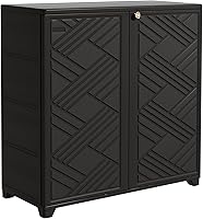 Mrosaa Waterproof Resin Outdoor Storage Cabinet - Patio Garden Backyard Shed with Shelf, 34x15x36 Inches