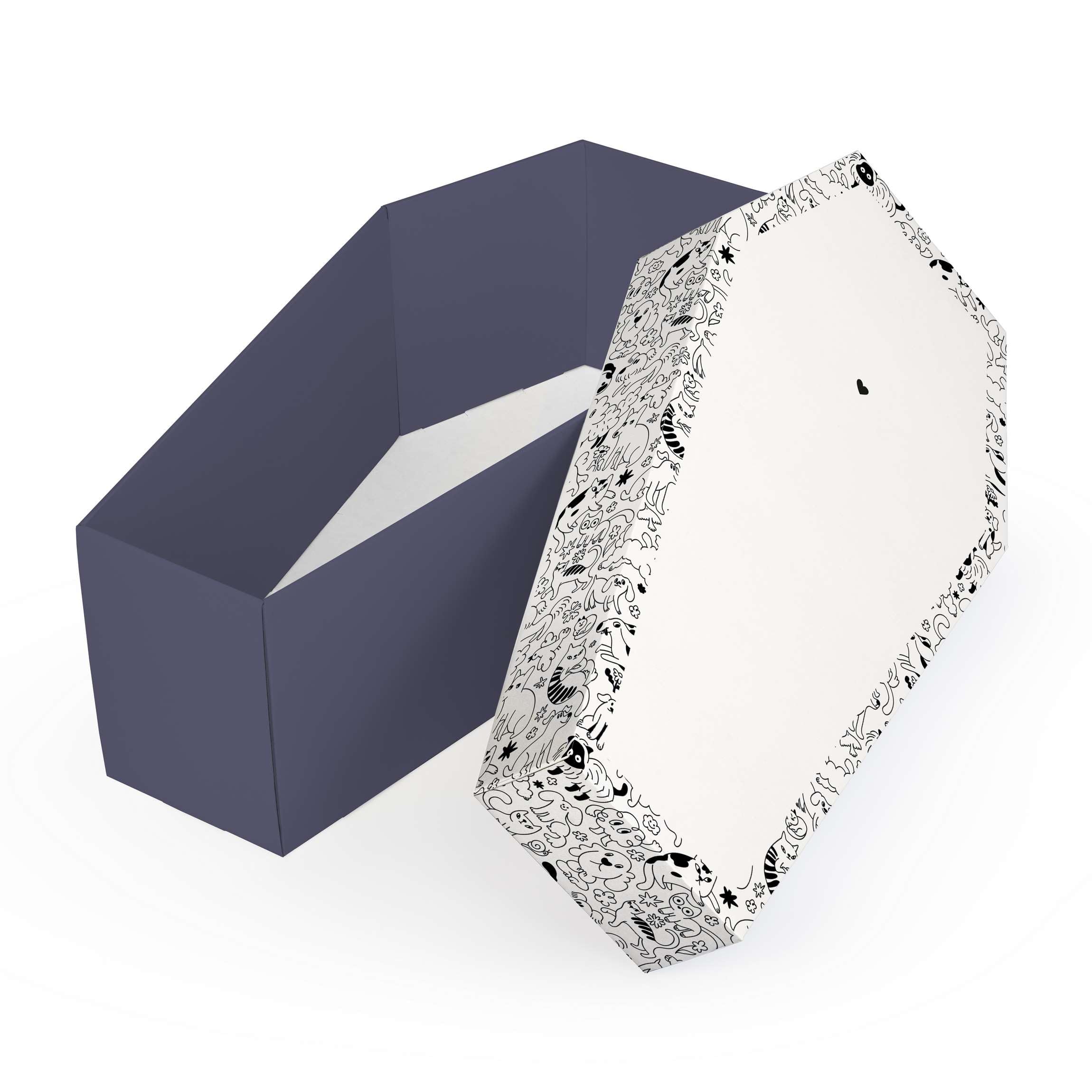 FOLDZILLA Cardboard Animal Coffin for Dogs, Cats and Small Animals 61 x 31 x 21 cm Cardboard Coffin to Say Goodbye - Grey/Cream