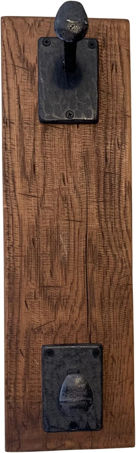 Magnolia Oaks Woodshop Cowboy Hat Wall Rack in Rustic Farmhouse Home Decor Style - Handmade with Reclaimed Wood and 2 Railroad Stakes