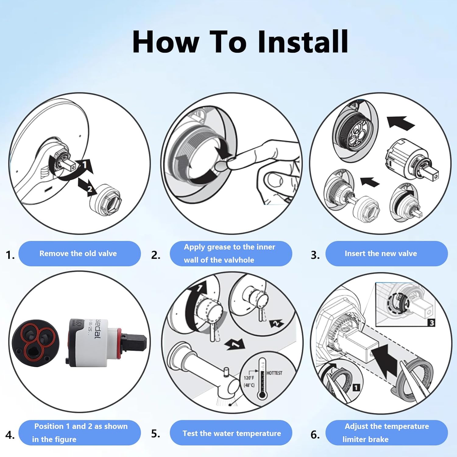 1213 Replacement Mixing Shower Valve Cartridge for moen M-CORE 3-Series Pressure Balance Rough-in Valve, 1213 Faucet Valve Cartridge Restore Pressure Balance and Steady Temperature