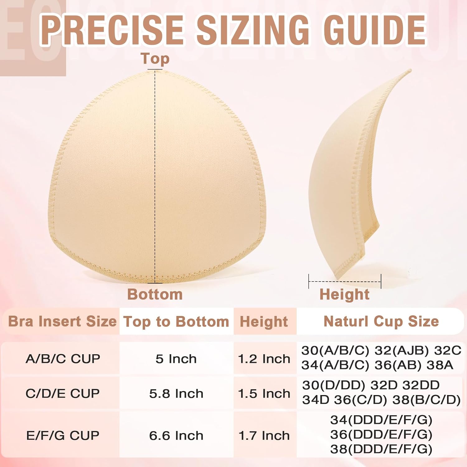 4 Pairs Triangle Bra Insert Pads, Removable Edge-Sewn Breathable Silhouette Enhancers for Sports Bras, Swimwear