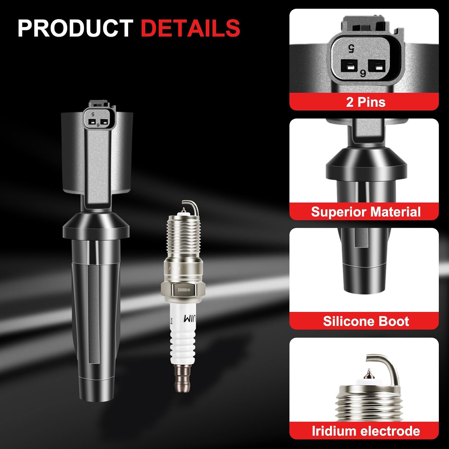 Ignition Coil Pack Spark Plugs Combo fits for 2.0 2.3 Ford Escape Focus Transit Connect 2004 2005 2006 2007 2008 2009 2010 2011, 04 05 Mazda 3 6 Tribute Mercury Mariner, FD505 DG504, 4pcs