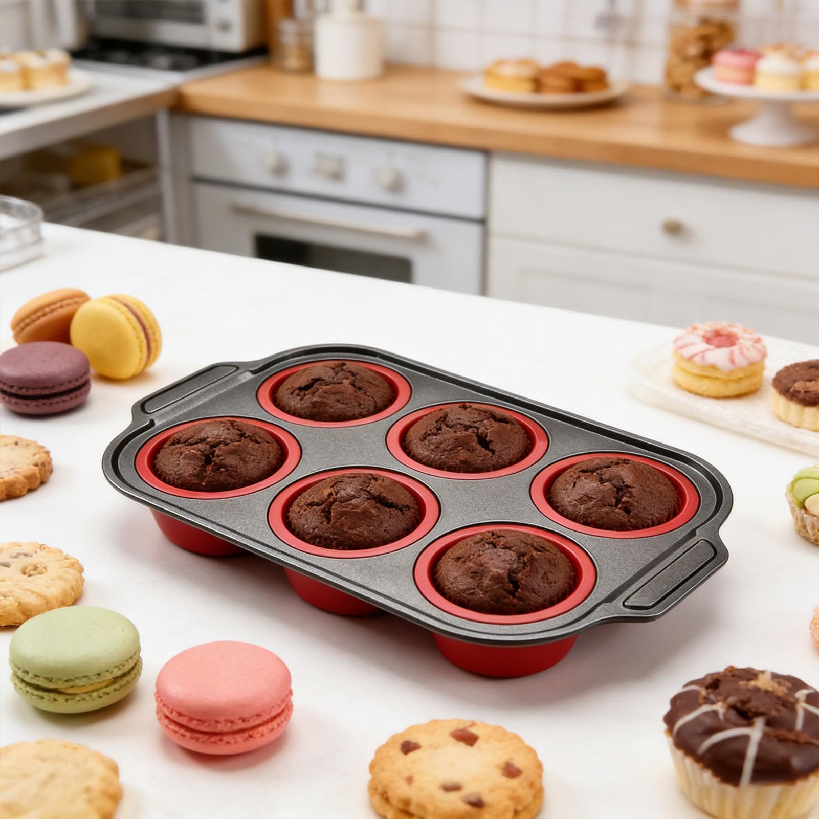 Silikon-Muffinbackblech 6 Wiederverwendbare Muffinmulden