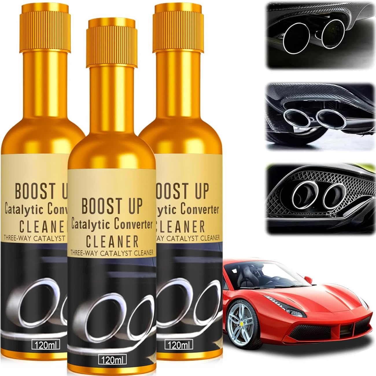3Pcs Catalytic Converter Cleaner Kit, Boost up Catalytic Convertor Cleaner, Exhaust System Pipe Carbon Removal Cleaner Treatment Additive Oil, Fuel System Treatment Oil Additive