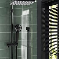 Vista 5 de Codo de pared de suministro de pared de latón 100% para ducha de mano con válvula de retención, adaptador de manguera de ducha de 1/2 pulgada, negro