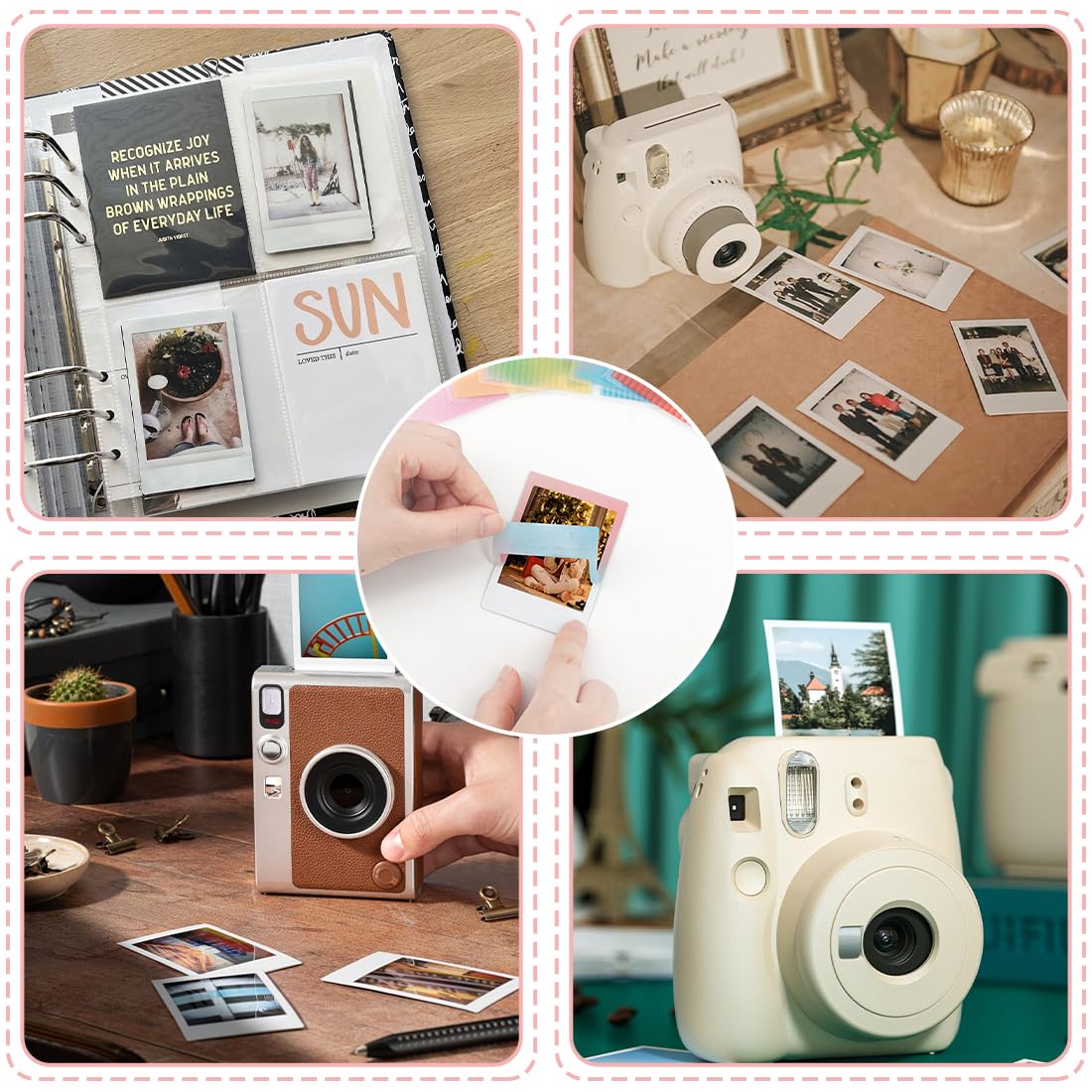 30 Pièces Autocollants Bordure et Cadres Colorés pour Fujifilm Instax Mini