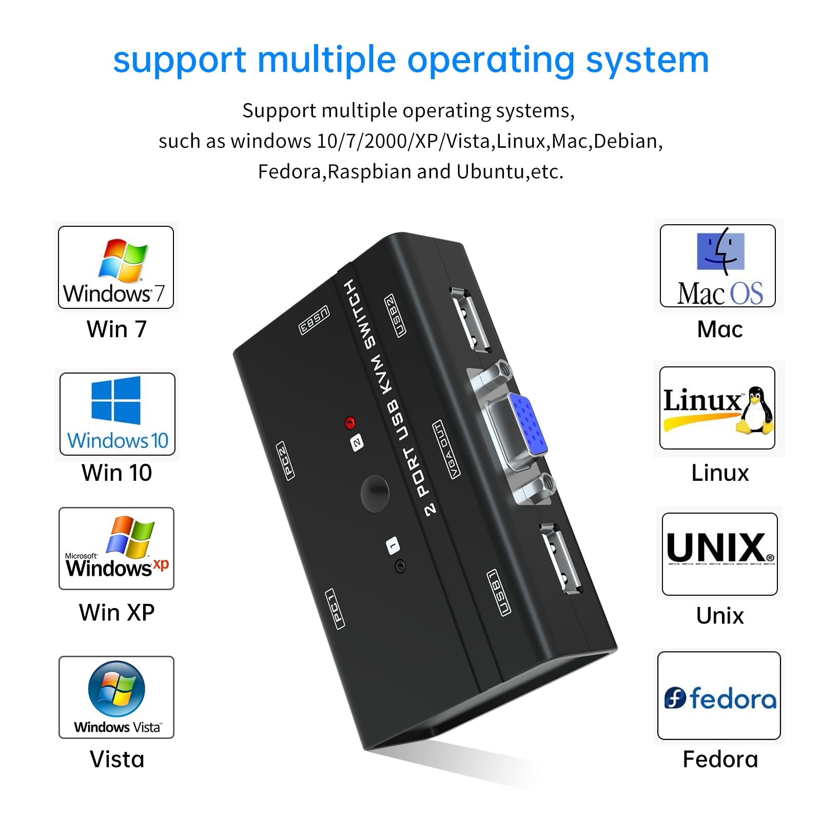 Yinker 2 Port VGA KVM Switch for Desktop Control