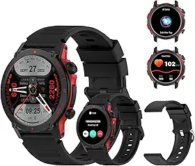 PEJE Relógio Smartwatch com Pulseira Extra - Tela AMOLED 1.43" Tela Full Touch, À Prova d'Água IP68, Faz/Recebe Chamadas,Notificações, 123+ Esportes, Assistente por Voz IA, iOS/Android (Preto)