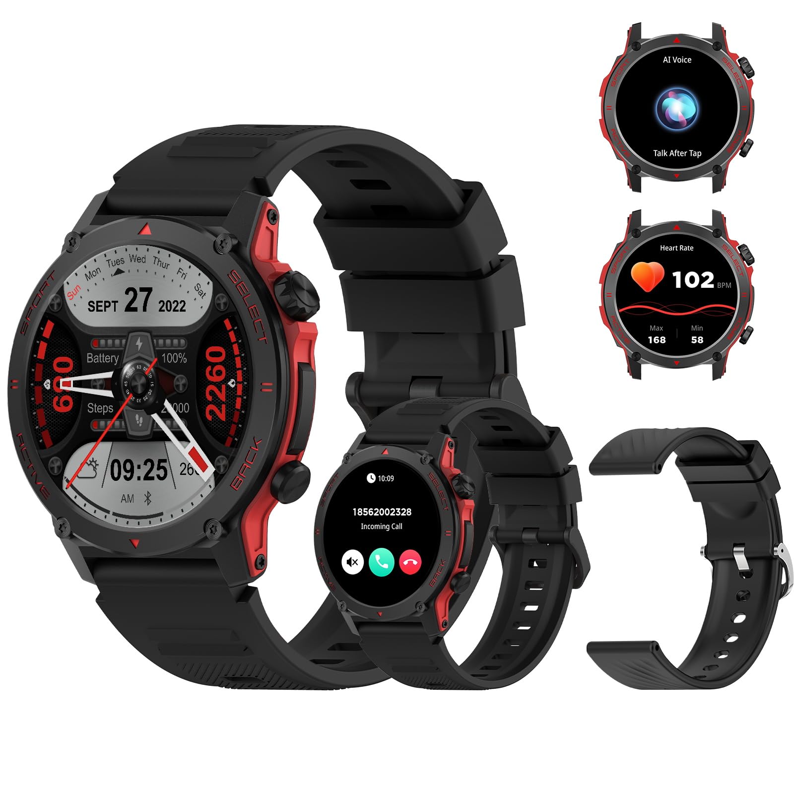 PEJE Smart Watches (Answer/Make Calls), Watch For Men，1.43"Smart Watch For Men,Fitness Tracker With 120+ Sport Modes, Ip68 Waterproof,Sleep Monitor, Activity Tracker For Android Ios（Black）