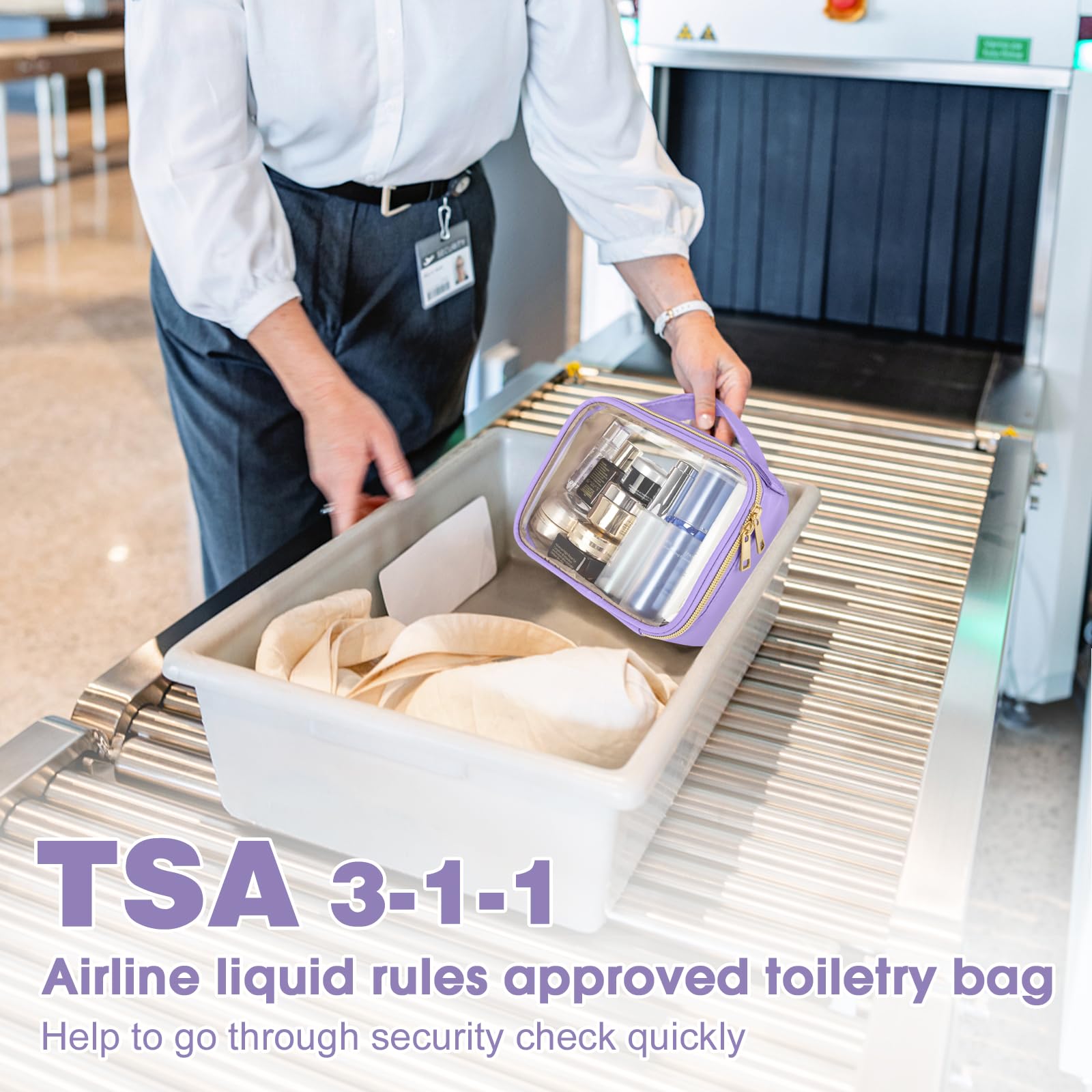 Wedama Neceser aprobado por la TSA, paquete de 3 bolsas de maquillaje transparentes con asas, bolsas de cosméticos transparentes de PVC de tamaño de cuarto de galón para mujeres y hombres, bolsa de