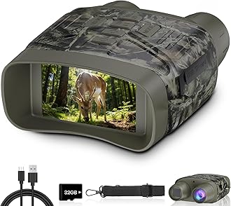 HEXEUM 4K Night Vision Goggles for Adults, Night Vision Binoculars with 5000mAh Rechargeable Battery and 32GB Card, 3" HD Screen for Wildlife Observation, Hunting and Security