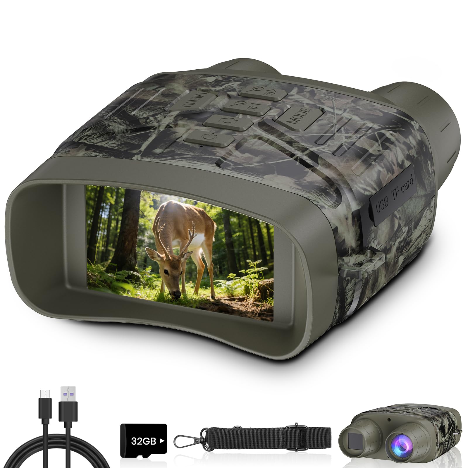 HEXEUM 4K Night Vision Goggles for Adults, Night Vision Binoculars with 5000mAh Rechargeable Battery and 32GB Card, 3" HD Screen for Wildlife Observation, Hunting and Security