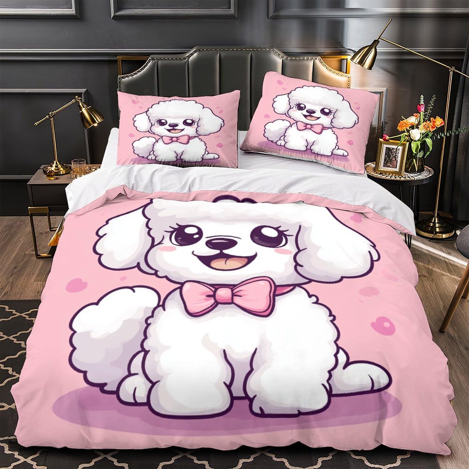 Parure de couette Caniche 3D imprimée en microfibre de qualité supérieure