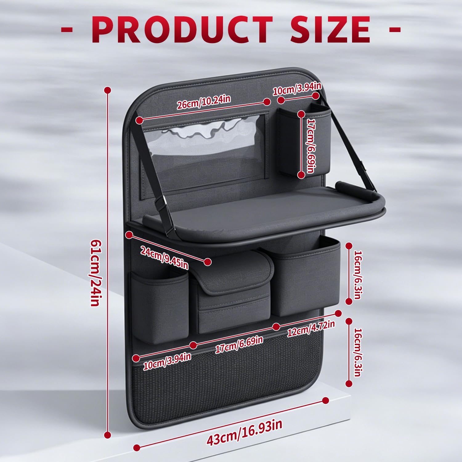 Organizzatore Sedile Auto con Tavolino Pieghevole e Porta Fazzoletti, Premium Protezione Sedile Auto Bambini, Impermeabile Organizer Auto Bambini per Tablet, Nero (2)