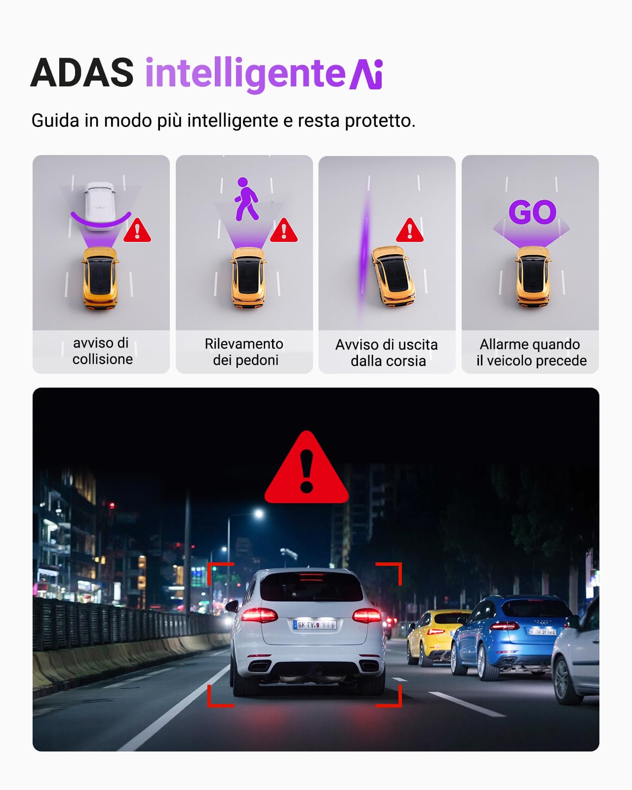 Vantrue S1 Pro Dash Cam anteriore STARVIS 2, 2.7K Mini Dash Camera per auto, ADAS, controllo app, GPS WiFi integrato, G-Sensor, registrazione in loop, visione notturna, modalità parcheggio 24h, 158°