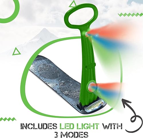 Vista 18 de Geospace Winter Fun - Patinete de nieve plegable, patinaje de esquí, trineo de nieve, snowboard para niños con 2 luces LED, tabla de arena portátil