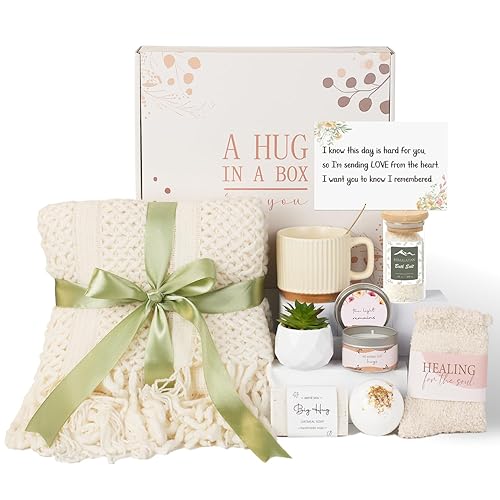 Get Well Gift Baskets, Feel Better Gifts Ideas Care Package for Women After Surgery, Get Well Gift Baskets for Mom, Cancer Care Gifts for Friend, Encouraging Thinking of You Wellness Box For Her