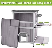 Vista 4 de Outdoor Feral Cat House Outside Kitten Shelter 2 Story Cat Catio Enclosure Weatherproof Waterproof