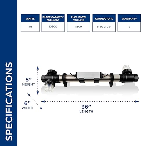 Miniatura 3 de Alpine Corporation Clarificador UV de 40 vatios para fuentes, cascadas y circulación de agua fuera del uso del agua