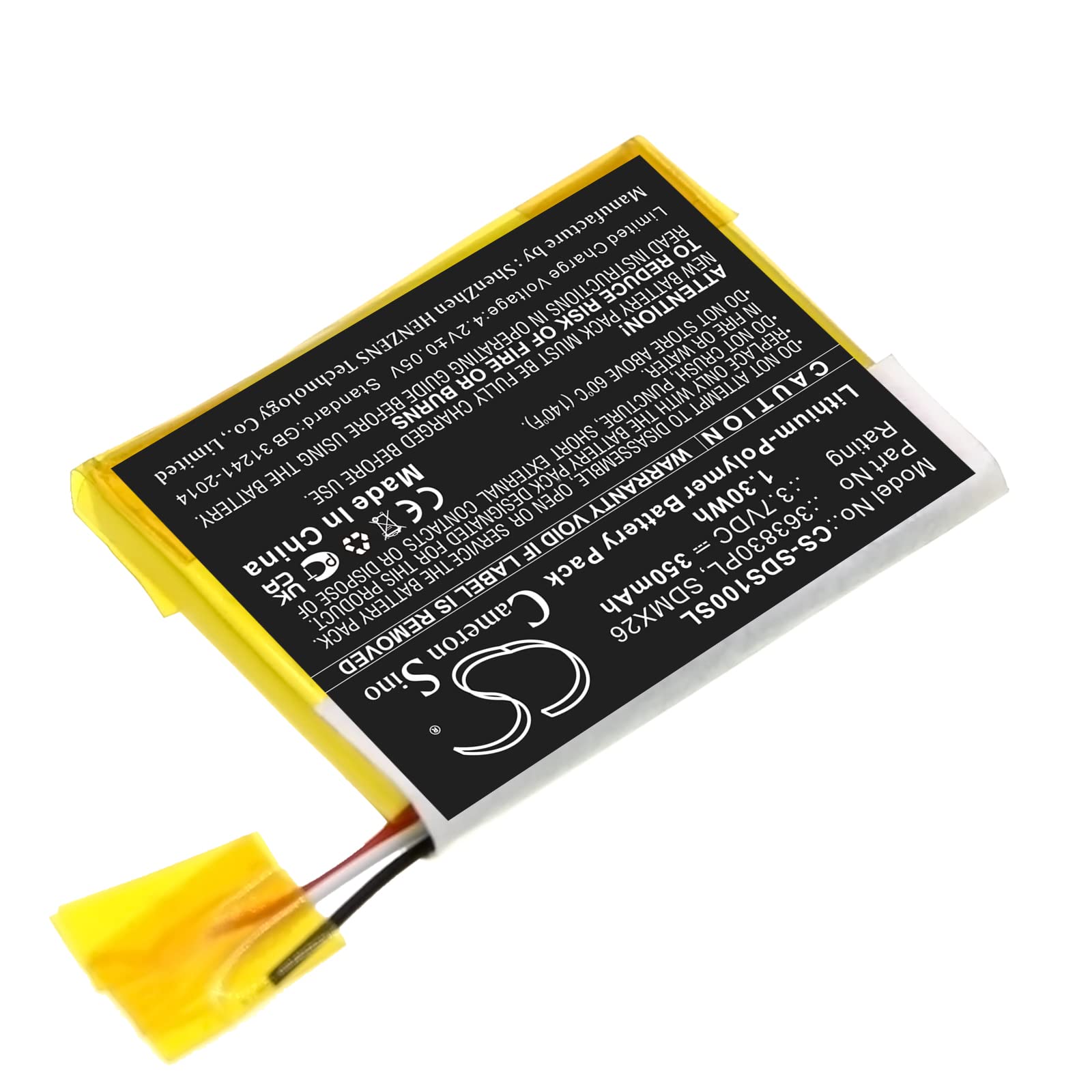 FYIOGXG Cameron Sino Battery for Sandisk Clip Jam, Sansa Clip PN:Sandisk 363830PL, SDMX26 350mAh / 1.30Wh