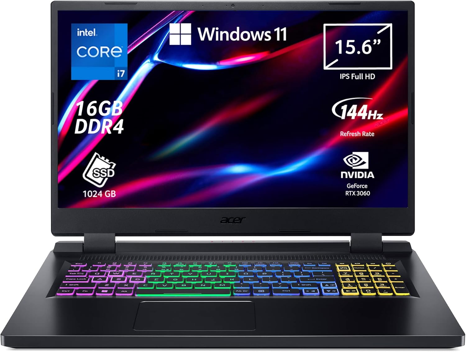 Acer Nitro 5 AN515-58-72P6 Notebook Gaming, Processore Intel Core i7-12700H, Ram 16 GB DDR4, 1024 GB SSD, Display 15.6 FHD IPS 144 Hz LED LCD, NVIDIA GeForce RTX 3060 6 GB, Windows 11 Home Acer Nitro 5 AN515-58-72P6 Notebook Gaming, Processore Intel Core i7-12700H, Ram 16 GB DDR4, 1024 GB SSD, Display 15.6 FHD IPS 144 Hz LED LCD, NVIDIA GeForce RTX 3060 6 GB, Windows 11 Home